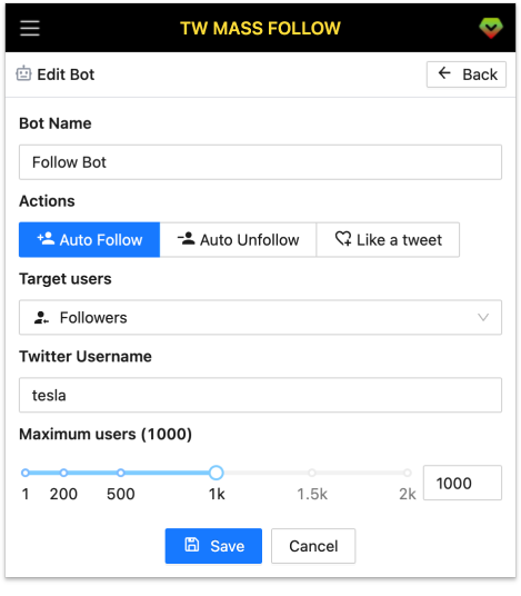 TW Mass Follow Screenshot